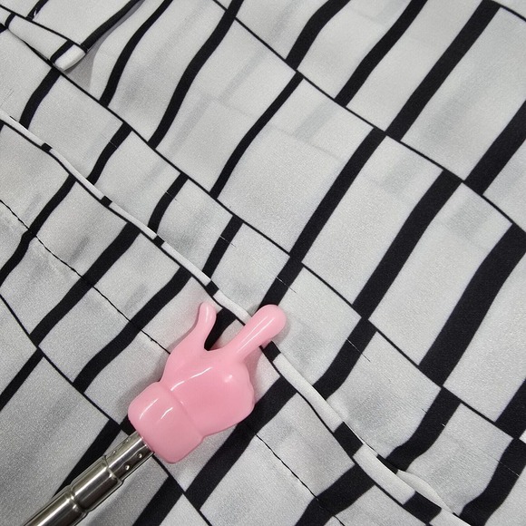 Alberto Makali Top Womens Large Black White Button Up Long Sleeve Career Classic - Picture 8 of 12